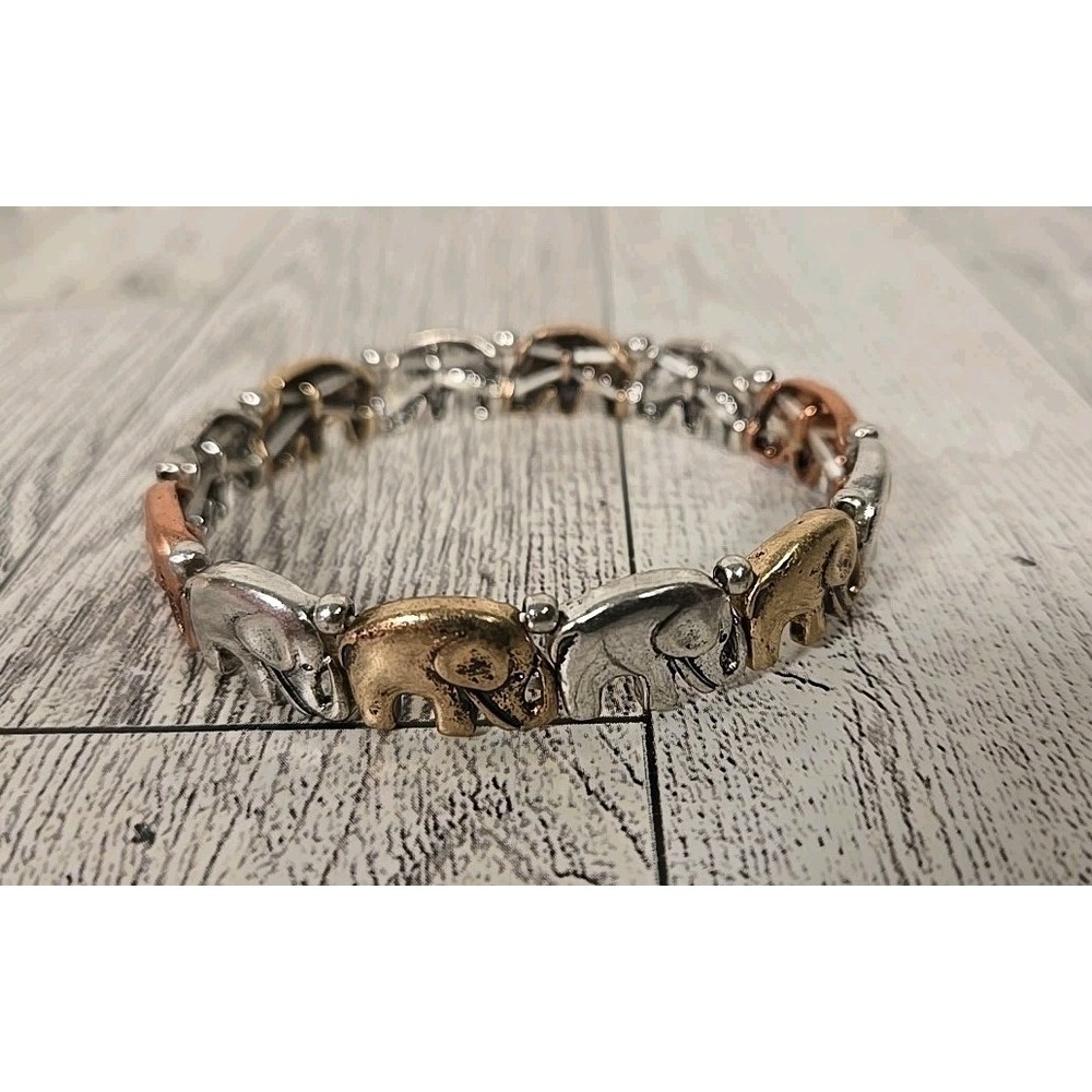 Elephant Bracelet Stretch Tri Color Fashion Jewelry NEW